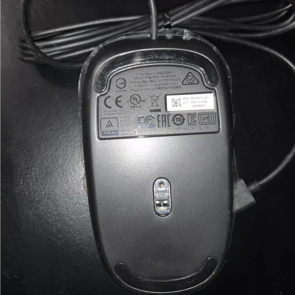 Genuine HP MSU1459 USB Black Wired Mouse New